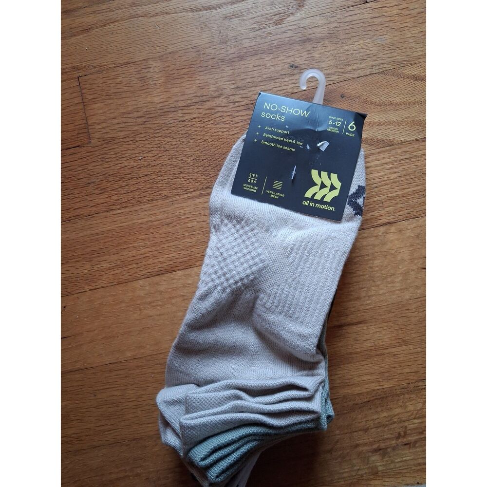 All In Motion Women's No Show Socks Size 6-12 6 Pack